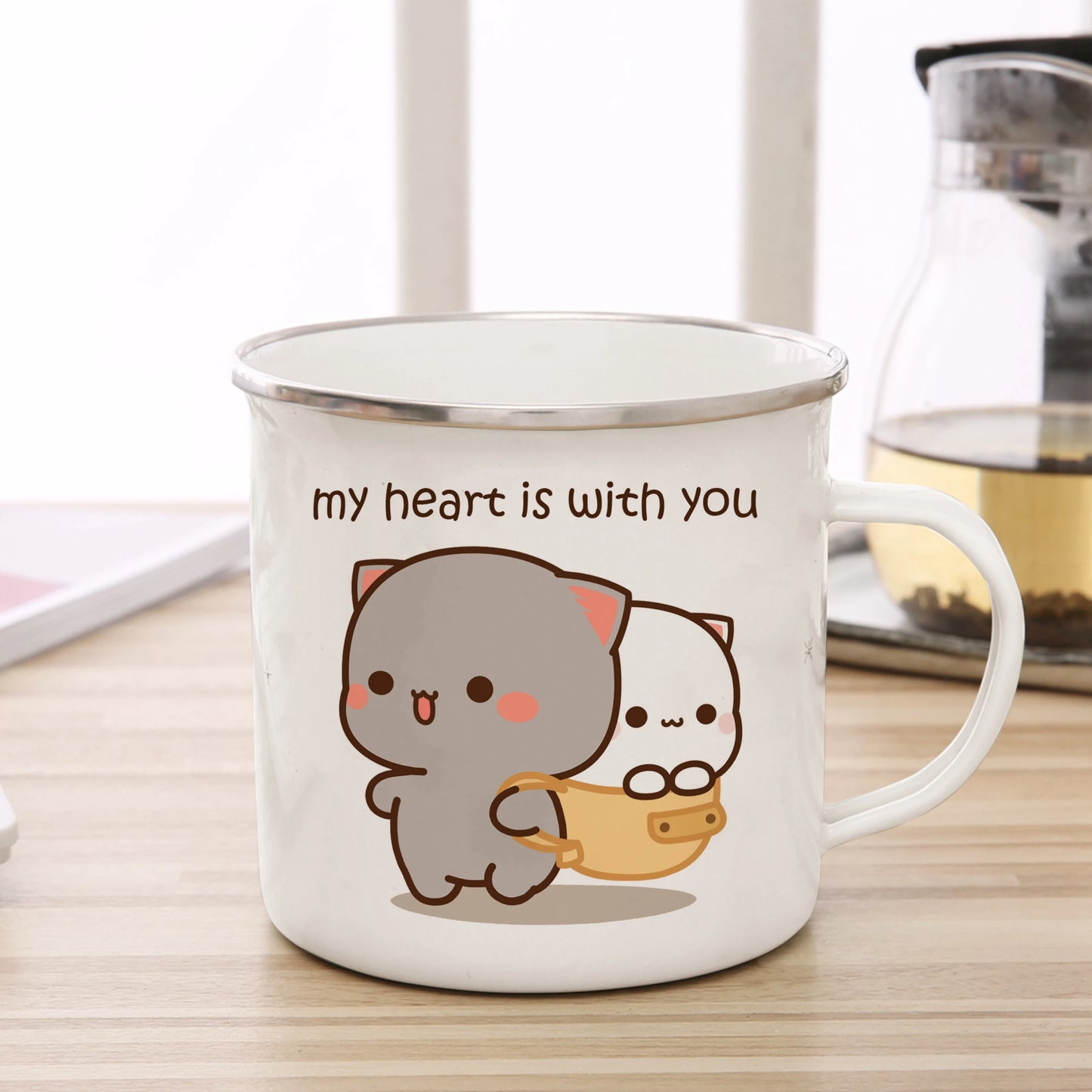 Peach and Goma Cat Mug