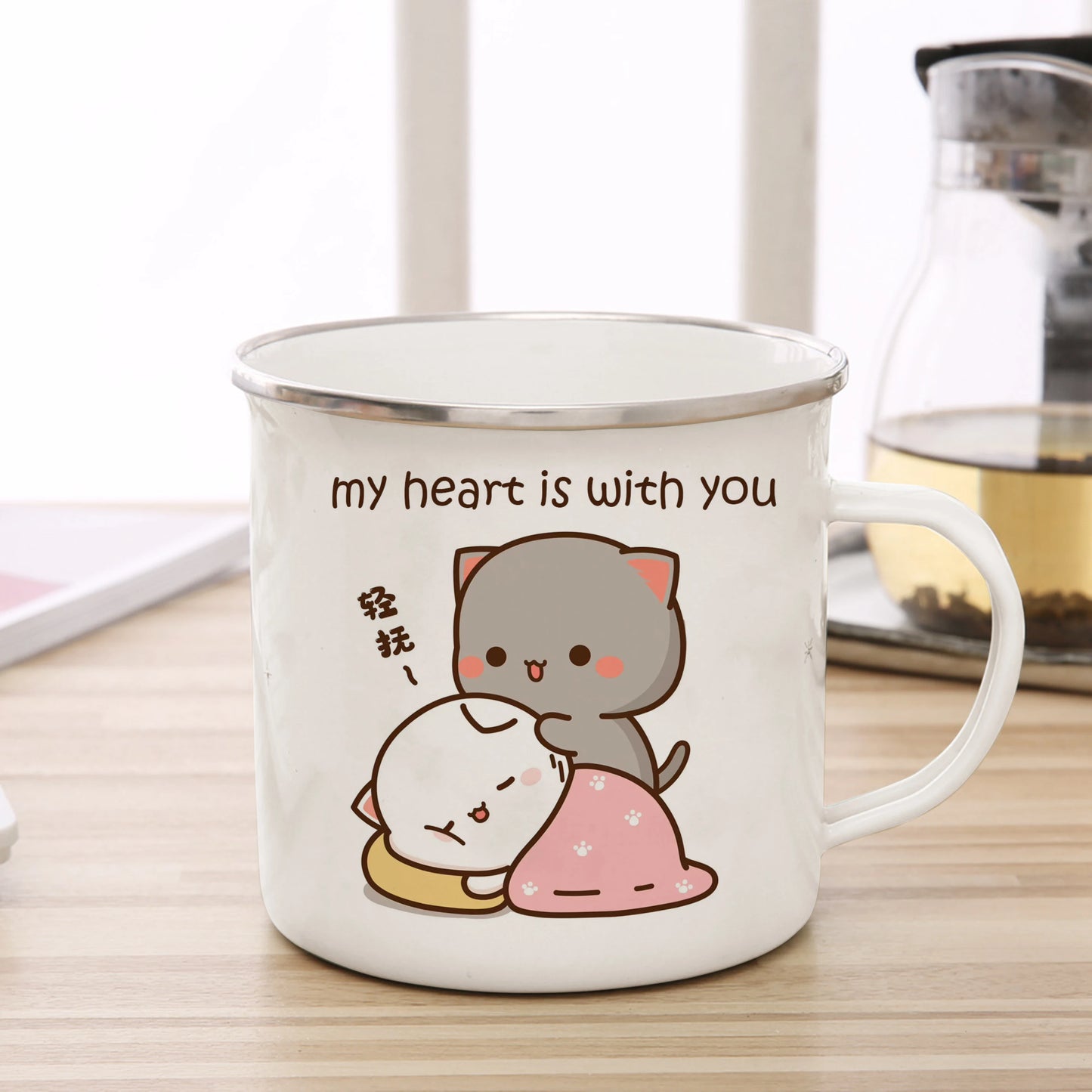 Peach and Goma Cat Mug