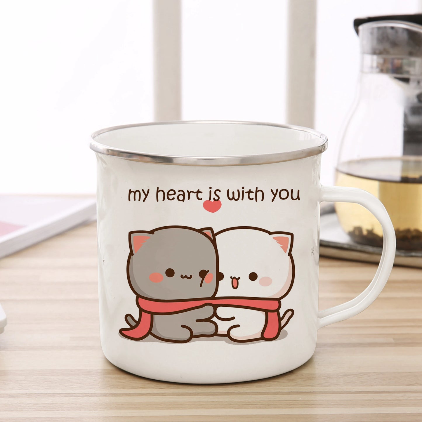 Peach and Goma Cat Mug