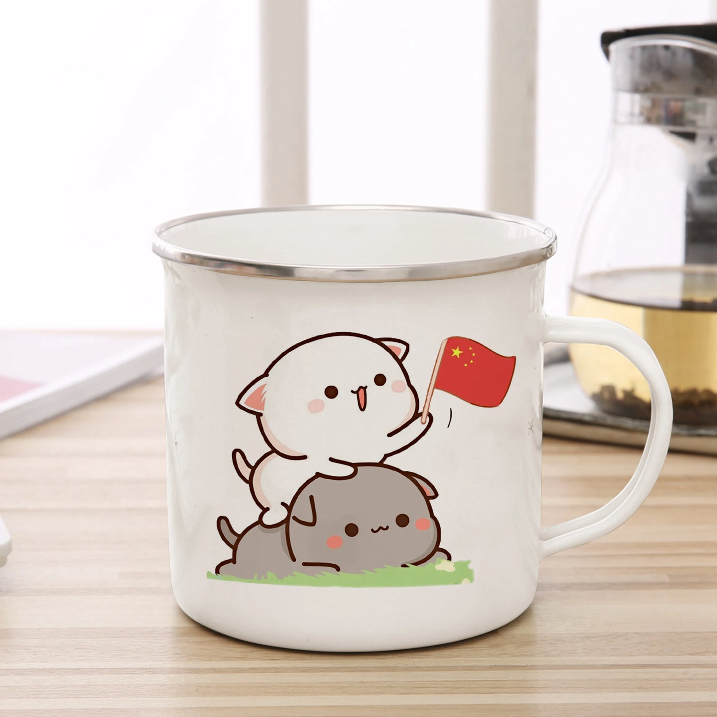 Peach and Goma Cat Mug