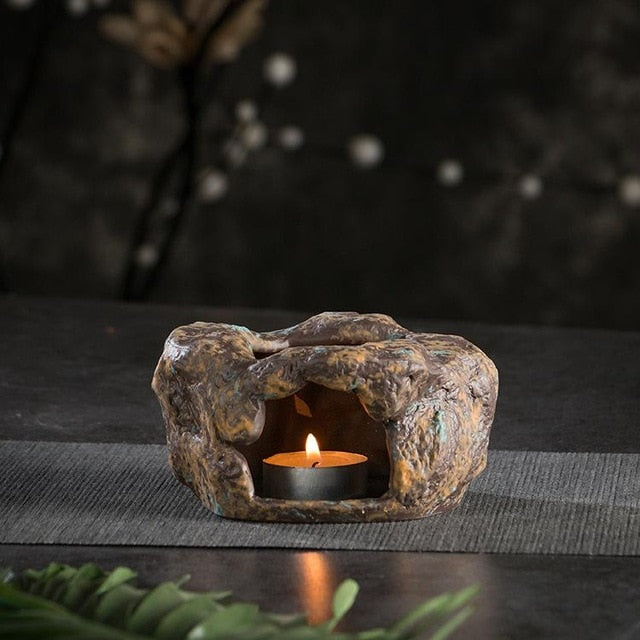 Stone Candle Heating Teacup Set With Base