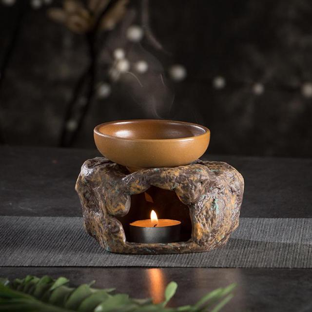 Stone Candle Heating Teacup Set With Base