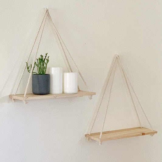 Wooden Rope Swing Shelf.