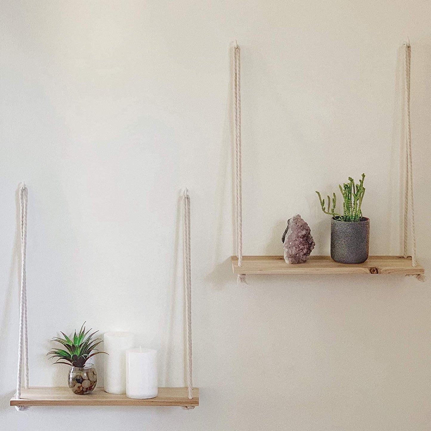 Wooden Rope Swing Shelf.