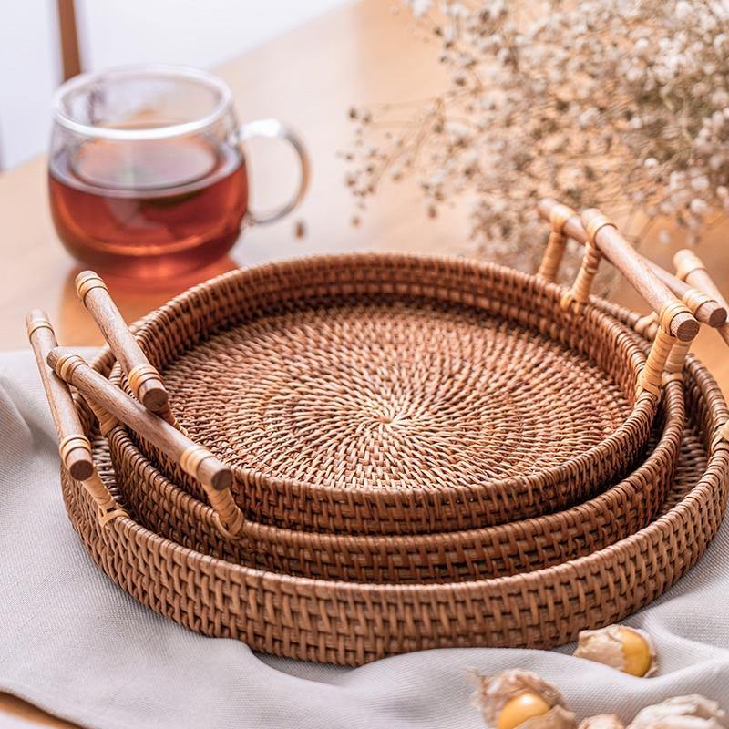 Handwoven Rattan Tray.