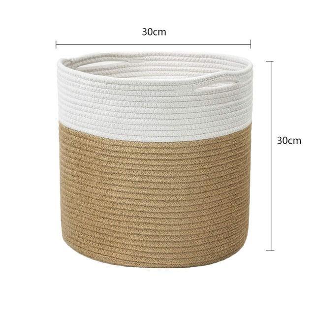 Hand-Woven Cotton Storage Basket.