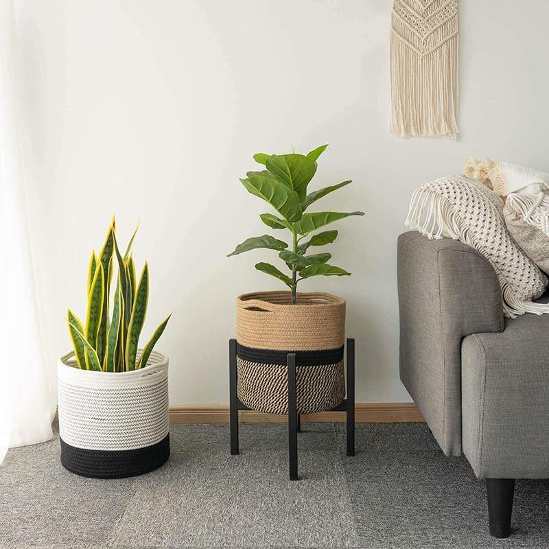 Hand-Woven Cotton Storage Basket.