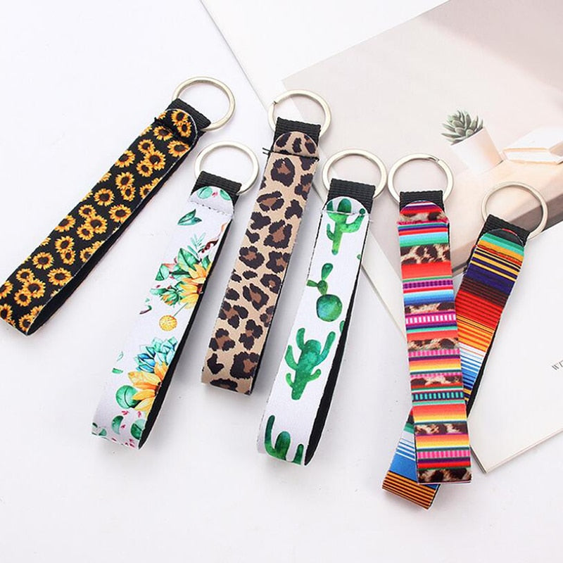 Flower Pattern Cloth Keychain