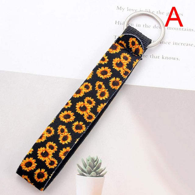 Flower Pattern Cloth Keychain