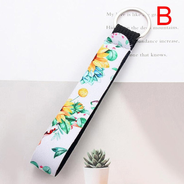 Flower Pattern Cloth Keychain