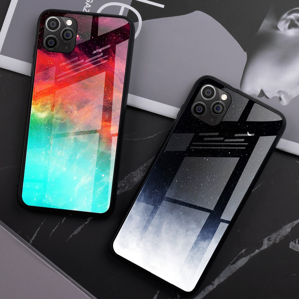 Space Planets Tempered Glass iPhone Case