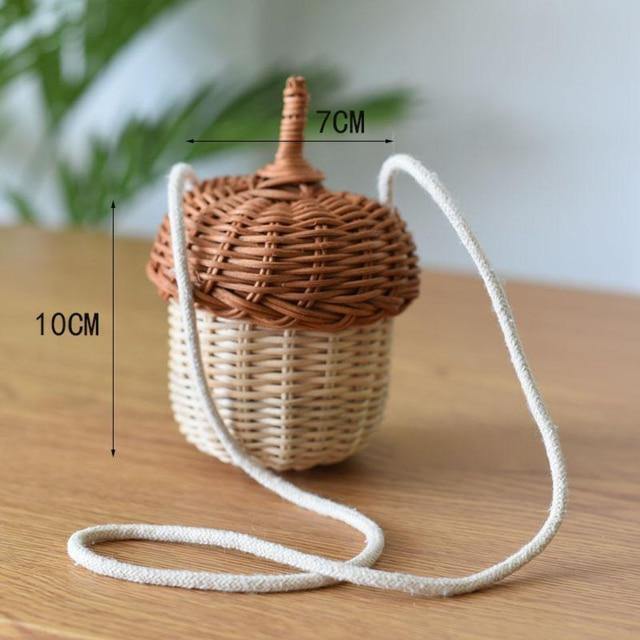 Acorn Rattan Bucket Bag.