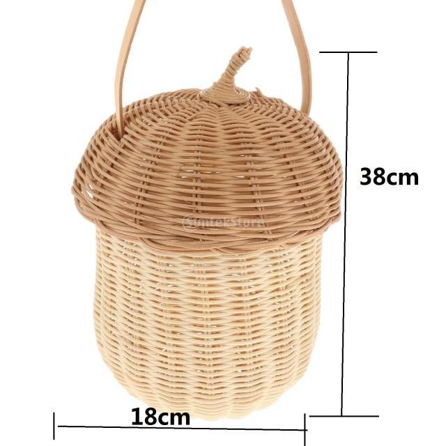 Acorn Rattan Bucket Bag.