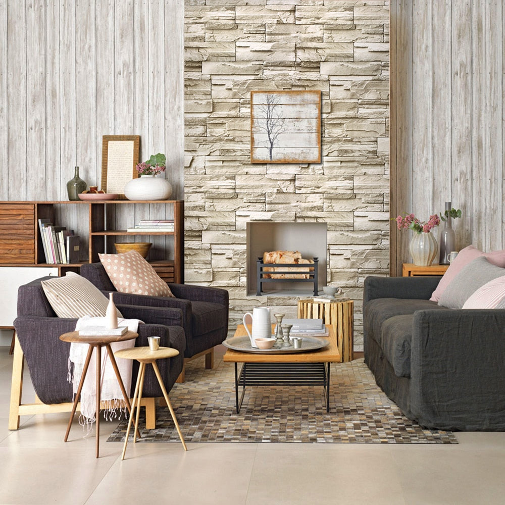 Stone Peel/Faux Brick Wallpaper.