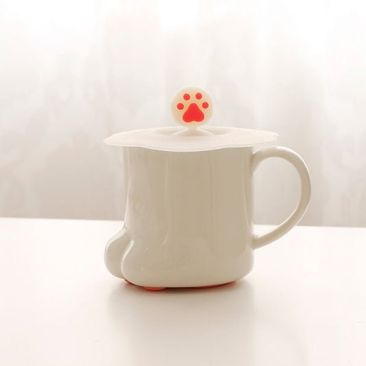 Ceramic Cat Paw Coffee Mug with Lid