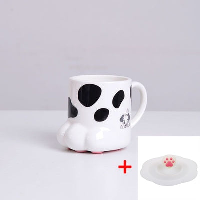 Ceramic Cat Paw Coffee Mug with Lid