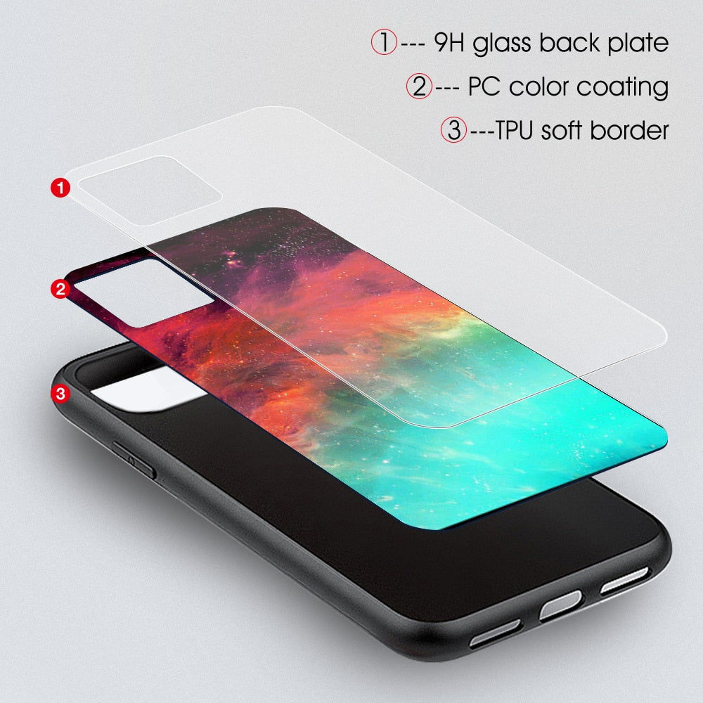 Space Planets Tempered Glass iPhone Case