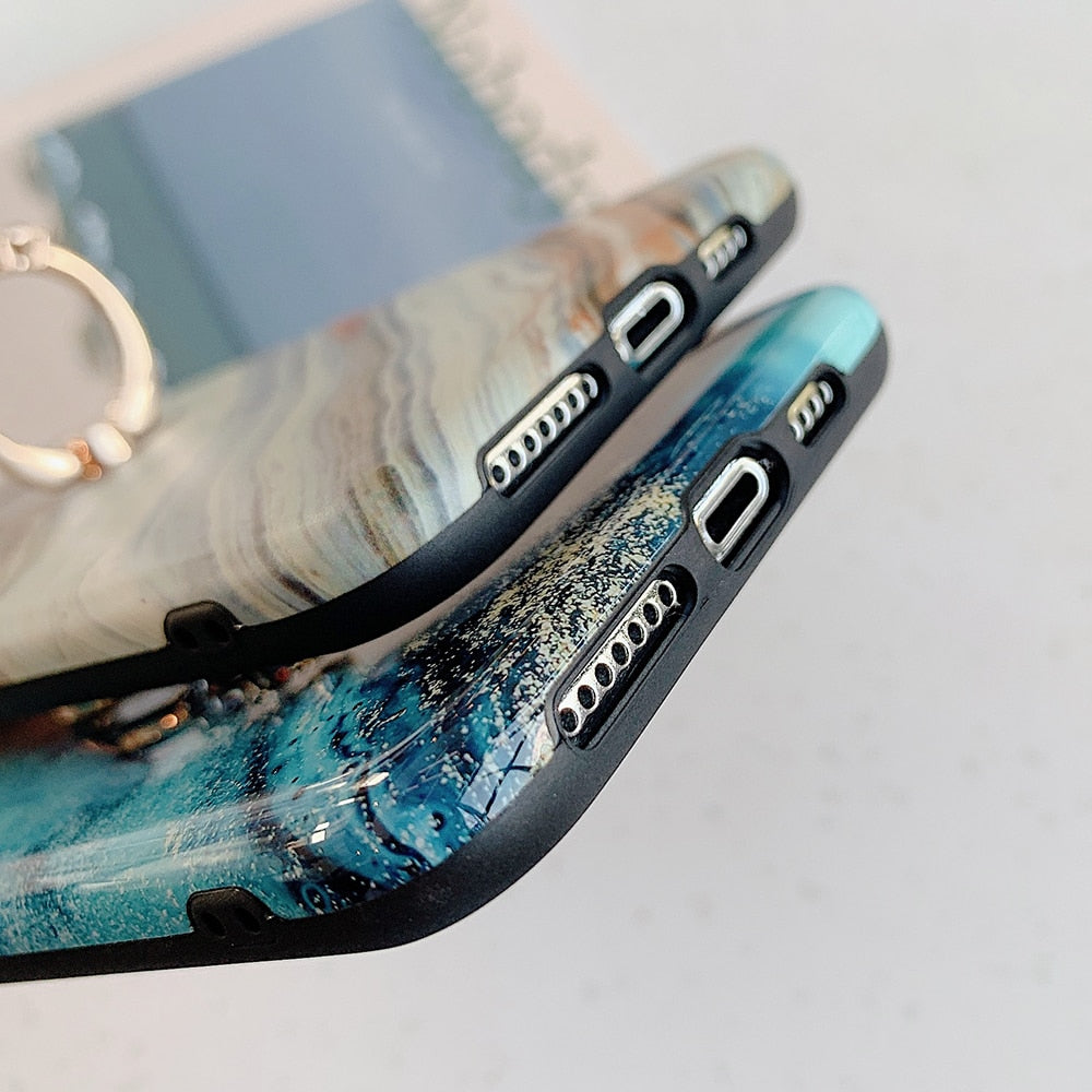 Marble Gradient iPhone Case With Ring