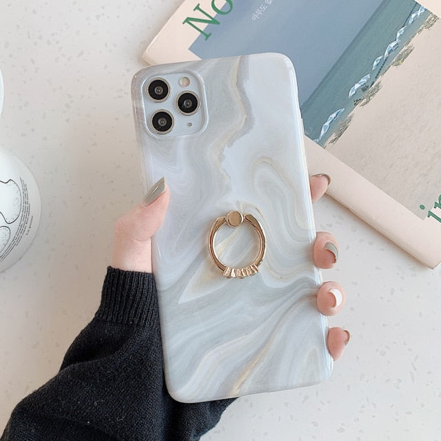 Marble Gradient iPhone Case With Ring